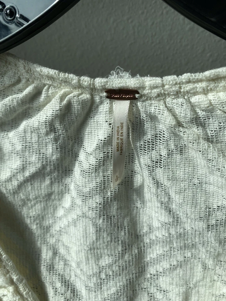 Cárdigan Free People Blusa Abotonada L Encaje Manga 3/4 Camisa Top Talla Lg Foto 4 de 4