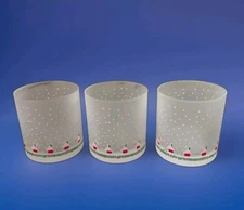 3 Vintage Frosted Low Ball Italian Glasses by Cerve  Christmas Holiday Good Cond