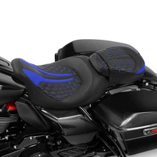Black & Blue Driver Passenger Seat Fit For Harley Touring Electra Glide 2009-23