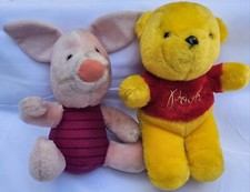 Vintage 1989 Sears Roebuck Walt Disney 8" Winnie the Pooh and Piglet Plush Dolls
