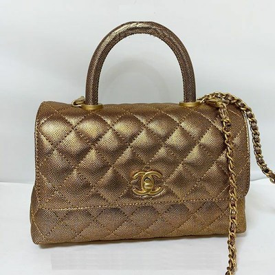 Chanel Coco Handle Hand Bag Shoulder Bag Mini Gold Color Ebay