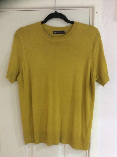 Marks & Spencer Lagenlook Senf kurzärmeliger Stretchpullover - Größe 10