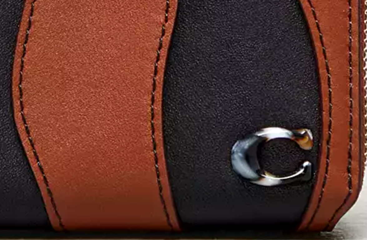 🧡Coach Zip Around Wallet -CQ865 Black Saddle Wavy Stripe