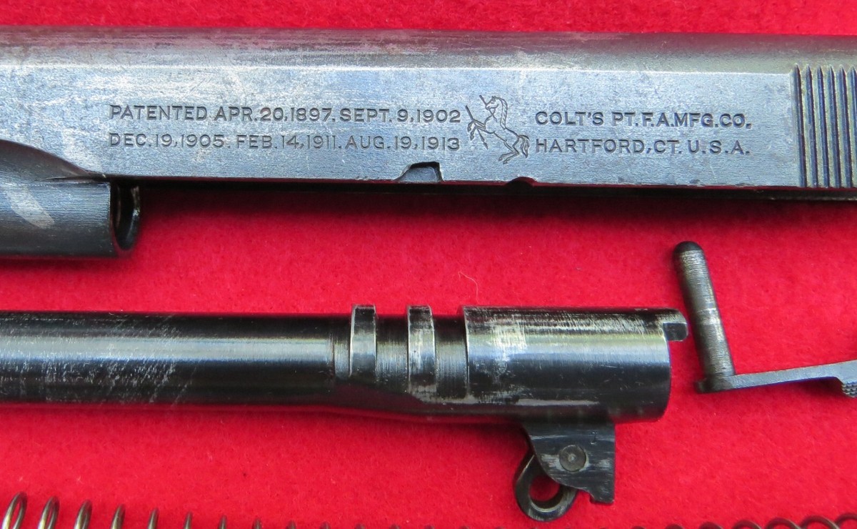 WWI Colt “Black Army” U.S. 1911 M1911 45 45ACP Parts Slide Barrel