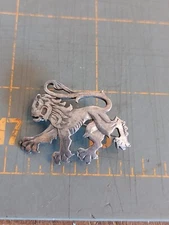 Vintage Rampant Lion Scotland Symbol Molded Metalwork Sterling Silver Brooch Pin