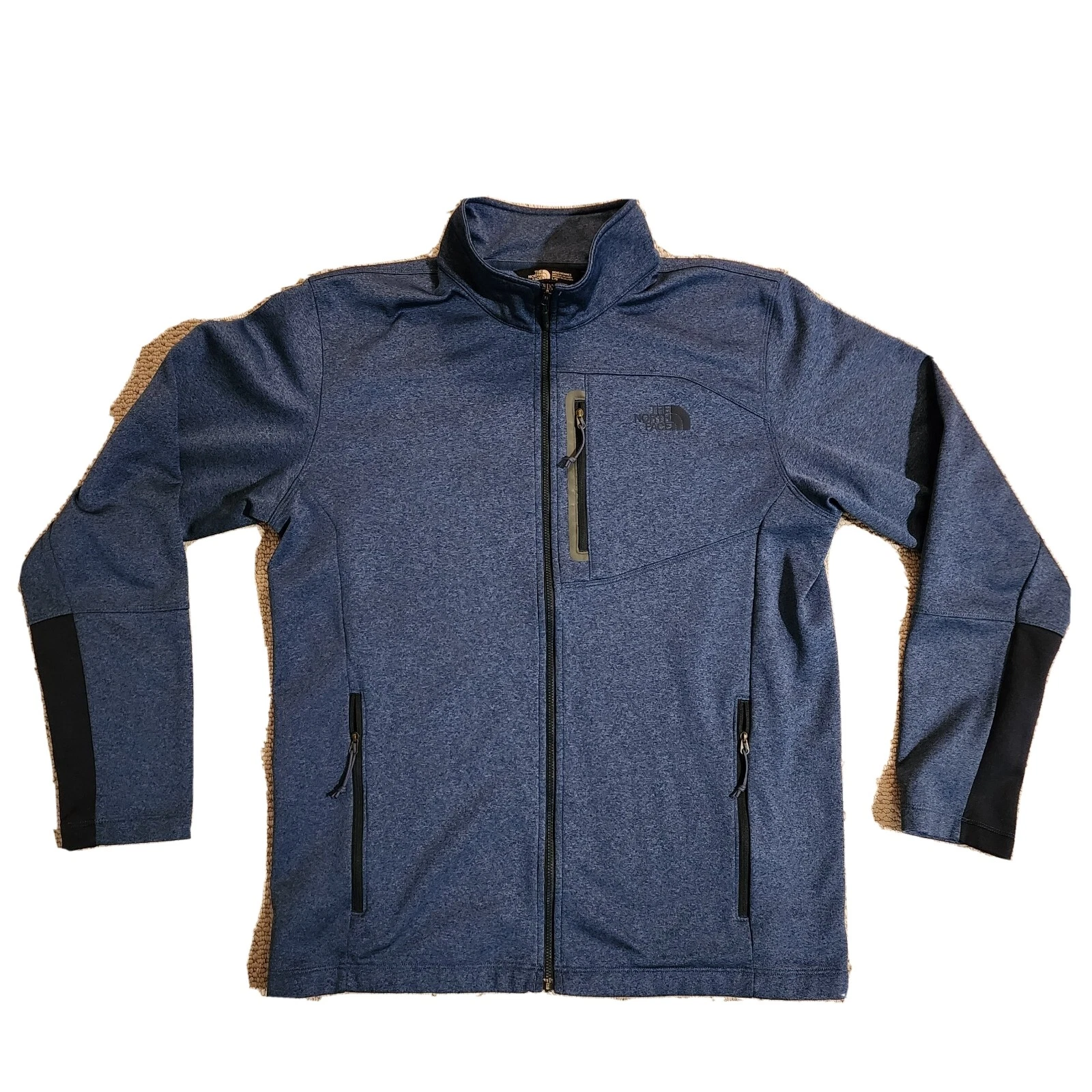 north face fleece jacket mens large navy blue/black