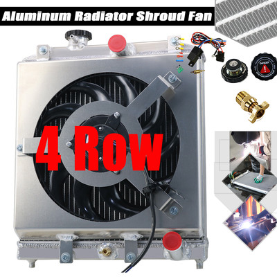 4Row Radiator Shroud Fan Fits 92-01 Honda Civic Del Sol CX DX EX DC HX Manual