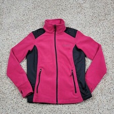 Columbia Jacket Girls Large PInk Black Fleece Zip Coat Outdoors Kids Youth A1