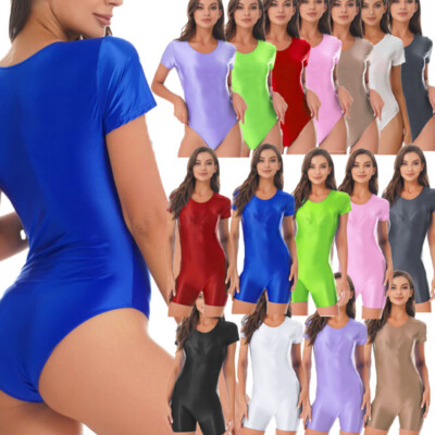 Body Da Donna In Costume Lucido, Manica Corta, Tinta Unita, Per Nuoto, Yoga E Palestra - Foto 6
