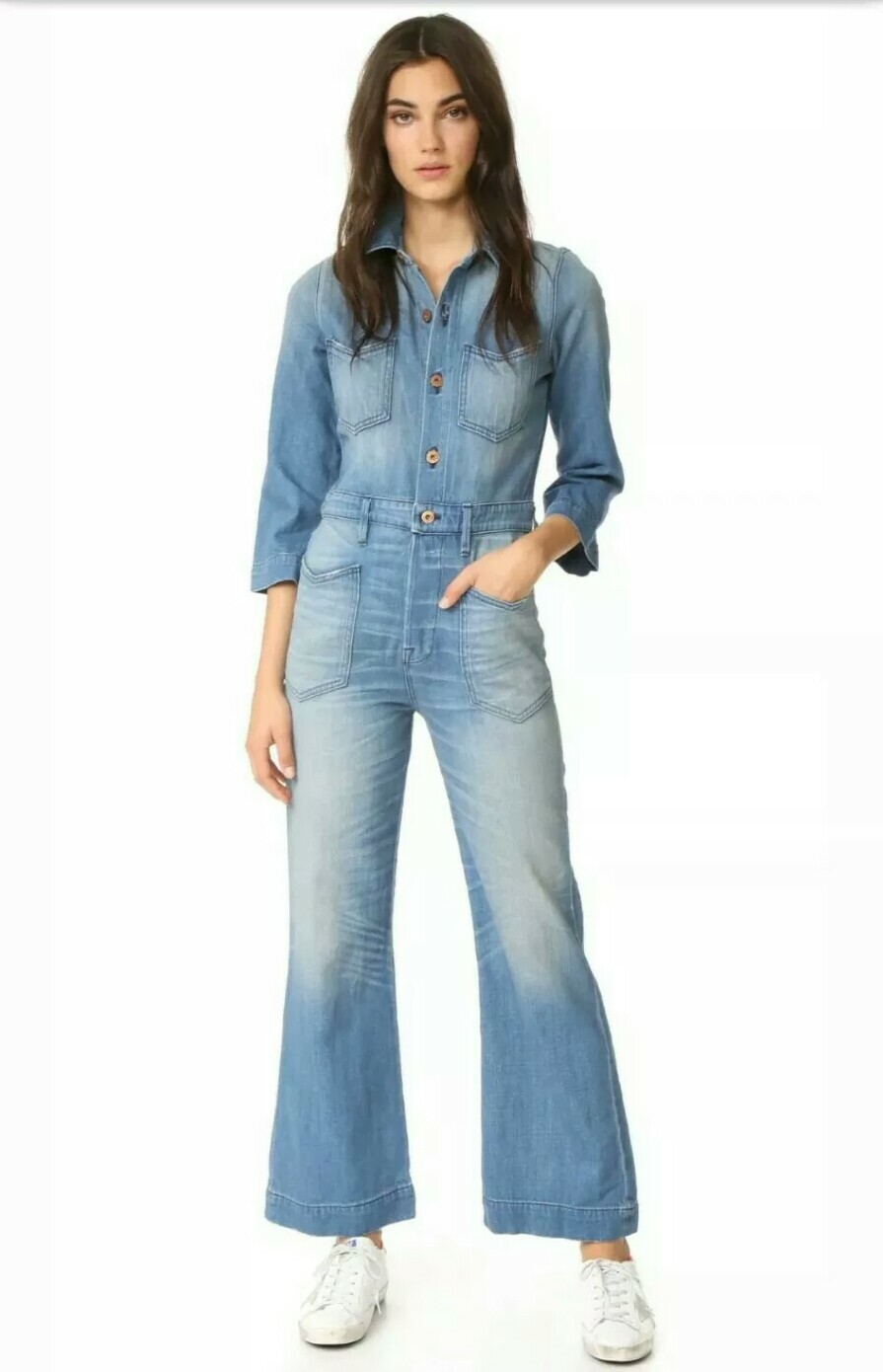 NSF Charley Mechanic Flare Denim Jumpsuit M