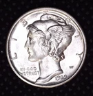 1939-D Mercury Silver Dime Uncirculated " Full Split Bands" (10)C #F186
