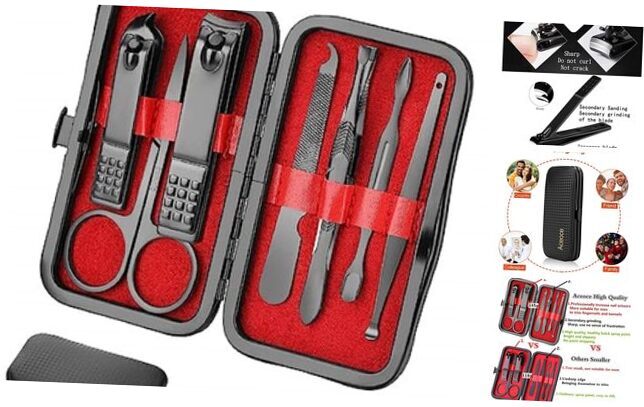 Manicure Set Personal Care Nail Clipper Kit Manicure Professional Black and Red