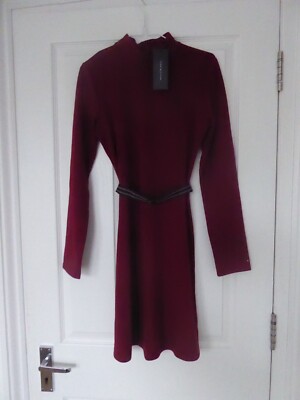 Tommy Hilfiger Deep Red long sleeve Skater Dress New UK