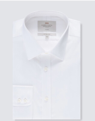 Hawes Curtis Men's Dress White Twill Fitted Slim Shirt Non Iron 16.5/37 |  eBay