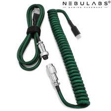 Custom Coiled Aviator GX16 USB-C Mechanical Gaming Keyboard Cable 4ft - DarGreen