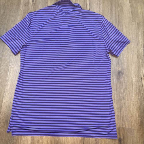 G/Fore Mens LARGE Blue Purple Polo Shirt Tiburon Naples Performance Golf Striped - Picture 9 of 10