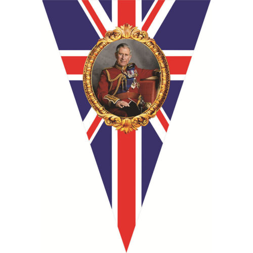 10M Trójkątna flaga Girlanda Baner Union Jack King Karol III Flagi koronacyjne; - Zdjęcie 1 z 2