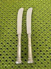 Kirk Stieff OLD ANNAPOLIS PEWTER Hollow Handle 2 Dinner Knives Flatware E48VG