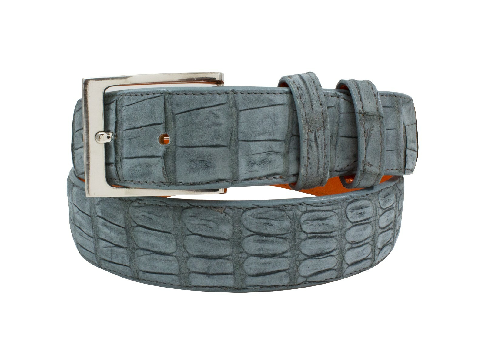 Handmade Genuine AAA ULTRA Suede Cadet Gray Alligator Leather Belt Made in U.S.A