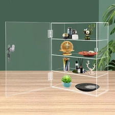 4-Layer Clear Acrylic Countertop Display Case Locking Cabinet Show Box Case