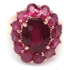 925 Sterling Silver Rose Gold Plated 10 x 12 mm. Red - Pink Ruby Ring Size 8