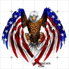 Sublimation Print USA Eagle Flag Ready to Press Heat Transfer