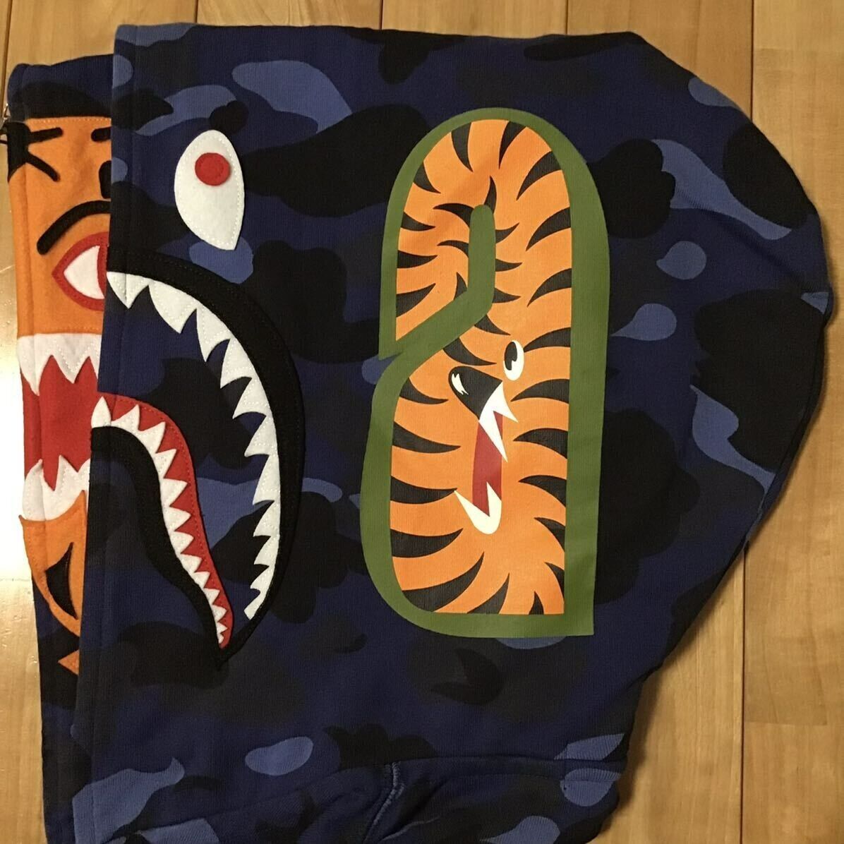 BAPE Double Tiger Shark full zip hoodie Blue camo A Bathing BAPE Double Tiger Shark full zip hoodie Blue camo A Bathing