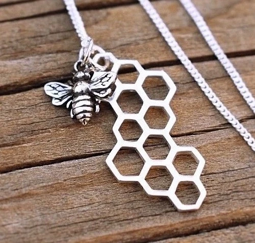 Bee and shop honeycomb necklace