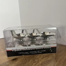 Miniature Stainless Steel 6pc Sauce Gravy Boats for Individual Place Setting NEW