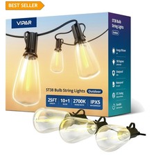 Shatterproof 25FT LED Outdoor String Lights: Perfect for Gardens  Celebrations