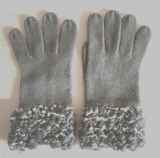 VTG LIZ CLAIBORNE Gloves Womens Gray Puffy Wool Cuff