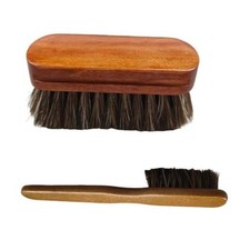 Car Leather  Upholstery Cleaning Brush Set, Horse Hair Long Bristle Brown