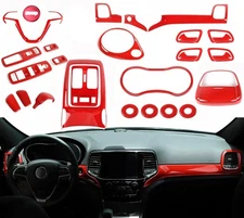 26pcs Interior Decor Cover Trim Kit For Jeep Grand Cherokee 2014-20 Red Full Set