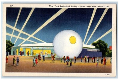 c1940 New York Zoological Society Exhibit New York NY Worlds Fair Night Postcard