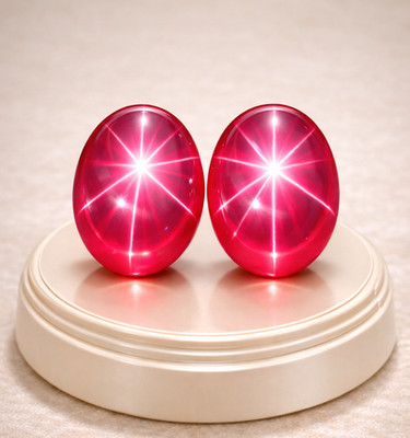 Myanmar's Certified Natural Star Red Ruby 15.00 Ct Pair Cabochon Cut Loose Gems