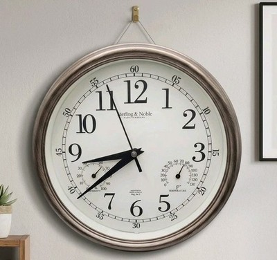Sterling & Noble 8.75'' Wall Clock Brushed Bronze Temp Humidity Quartz