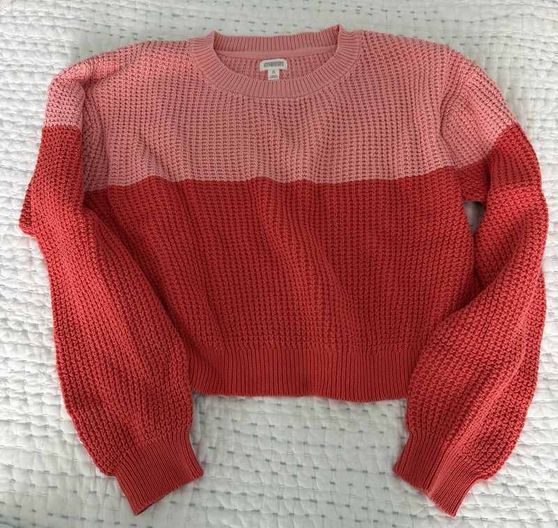 Girls Gymboree Pink & Coral Color Block Sweater. Size XL (14). 100% Cotton. NWOT
