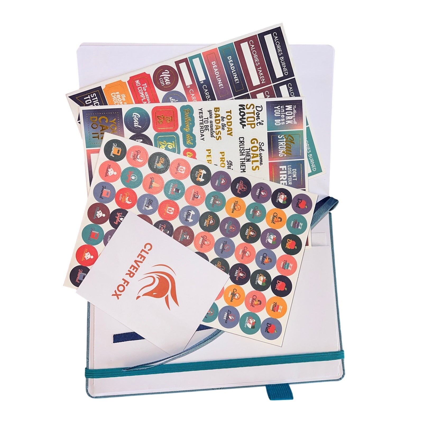 Clever Fox Food Journal - meal tracker, meal planner, diet diary in blue
