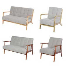 1/2 Seater Fabric Button Love Seat Sofa Armchair Wooden Frame Couch Settee Sofa