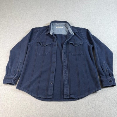Outerknown Shirt Mens Large Blue Striped Blanket Organic Cotton Shacket Heritage