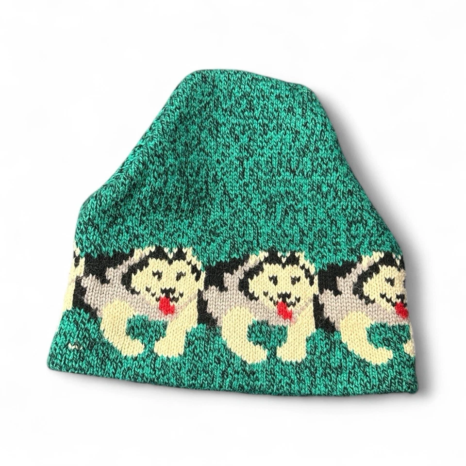 L.L. Bean Husky Perro Mezcla de Lana Tejido Tobogin Gorro Invierno Sombrero De Colección Años 90 Verde Foto 2 de 4