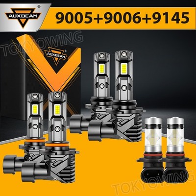AUXBEAM 9005+9006+9145 LED Headlight Fog Light For Jeep Grand Cherokee 1999-2010