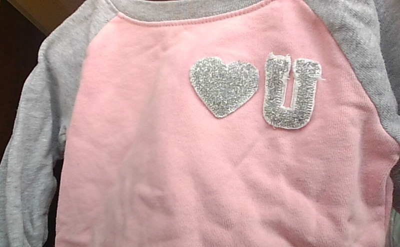 CUTE! BLING HEART! Carter's 4T Love U Pink & Gray Long Slv Pull-Over Sweatshirt