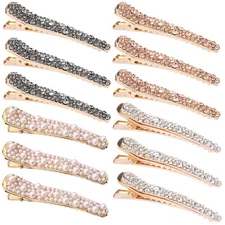 12 Pcs Rhinestone Alligator Hair Clips Fancy Crystal Duckbill Hair Clips for ...