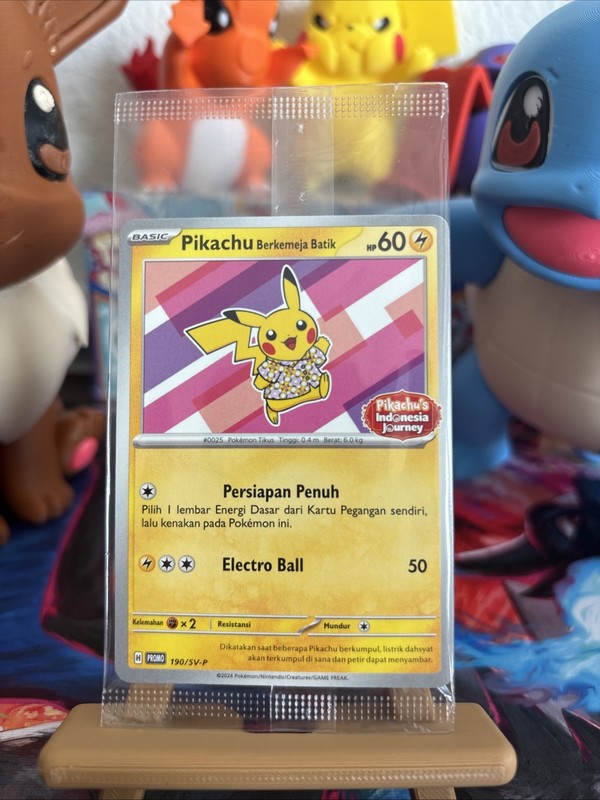 Pokemon Pikachu Berkemeja Batik Flower Pink 190/SV-P Indonesia Promo Sealed