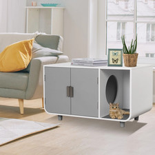 Paw & Pulse™ Luxury Cat Litter Box Enclosure - Hidden Furniture Cabinet Side Tab
