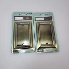 2 Allen Roth Antique Brass Blank Electrical Wall Plate Cover Brushed Brass Lot