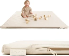 ZICOTO Vegan Foam Leather Padded Baby Playmat 48" Beige