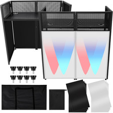 Portable DJ Facade Booth DJ Table Stand Booth With White  Black Scrim for Party