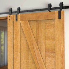 6.6 FT Bypass Sliding Barn Wood Door Hardware Roller Track Kit Double Door DIYER